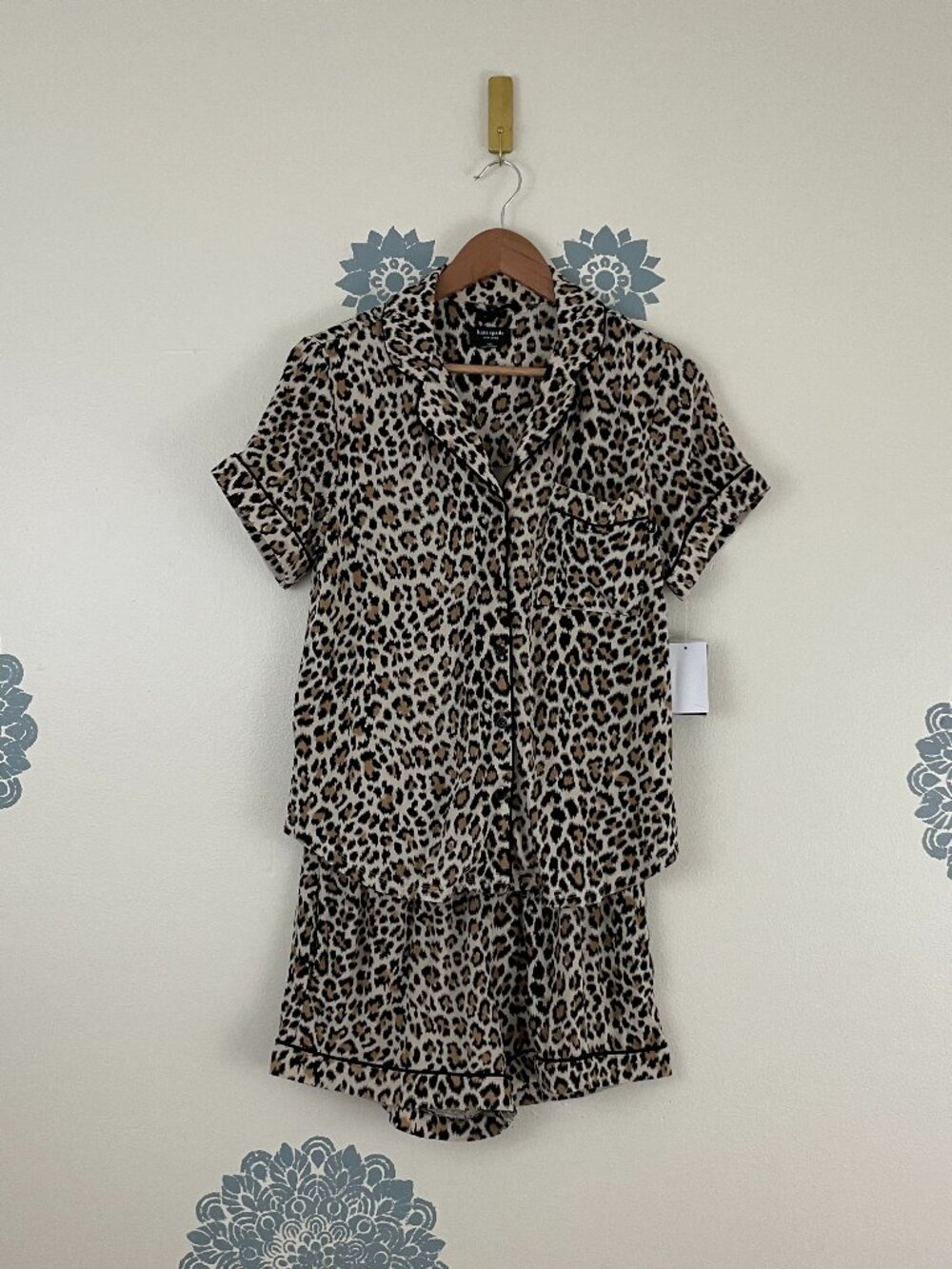 Kate Spade New York Leopard Animal Print Modal Pajama Set Size Small